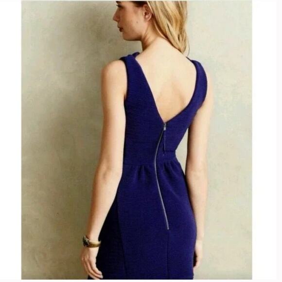 Anthro | Maeve Purple Ottoman Ribbed Sheath Dress - Picture 2 of 16